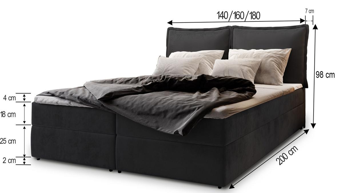 BOXBETT LENTE 180x200 cm mit Matratze und Topper - Graphitfarben - Graphitfarben, Holz (180/200cm) - MASSENO