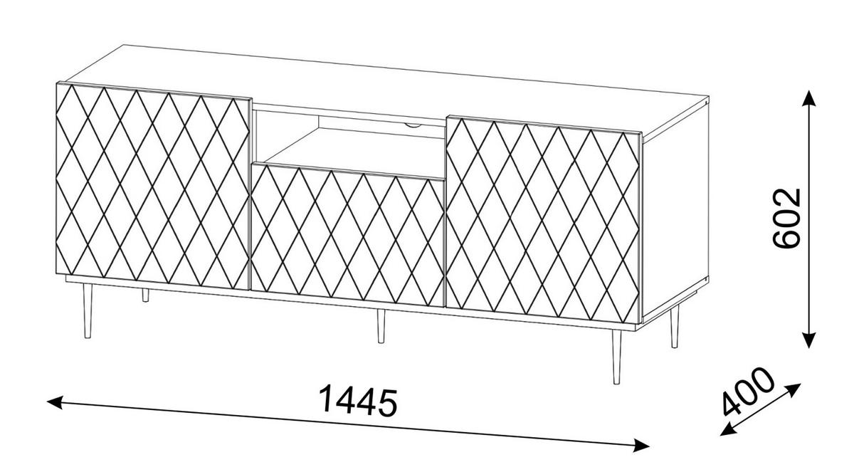 TV LOWBOARD Schwarz, Gold 145/60/40 - Goldfarben/Schwarz, Holzwerkstoff (145/60/40cm) - RAUMHIRSCH FURNITURE