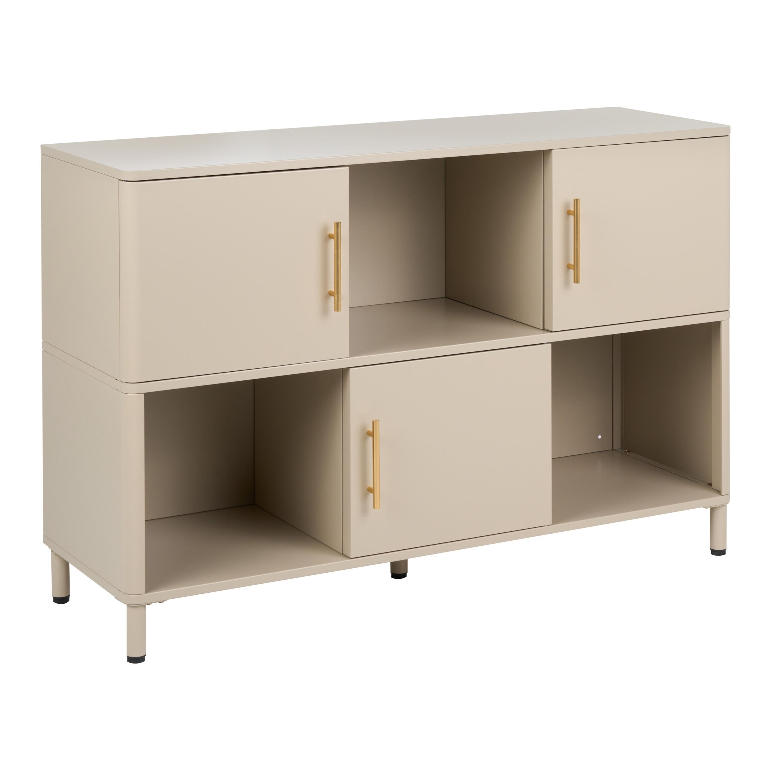SIDEBOARD mit 3 Türen Metall Beige Ombura - Beige, Metall (120/80/40cm) - Beliani