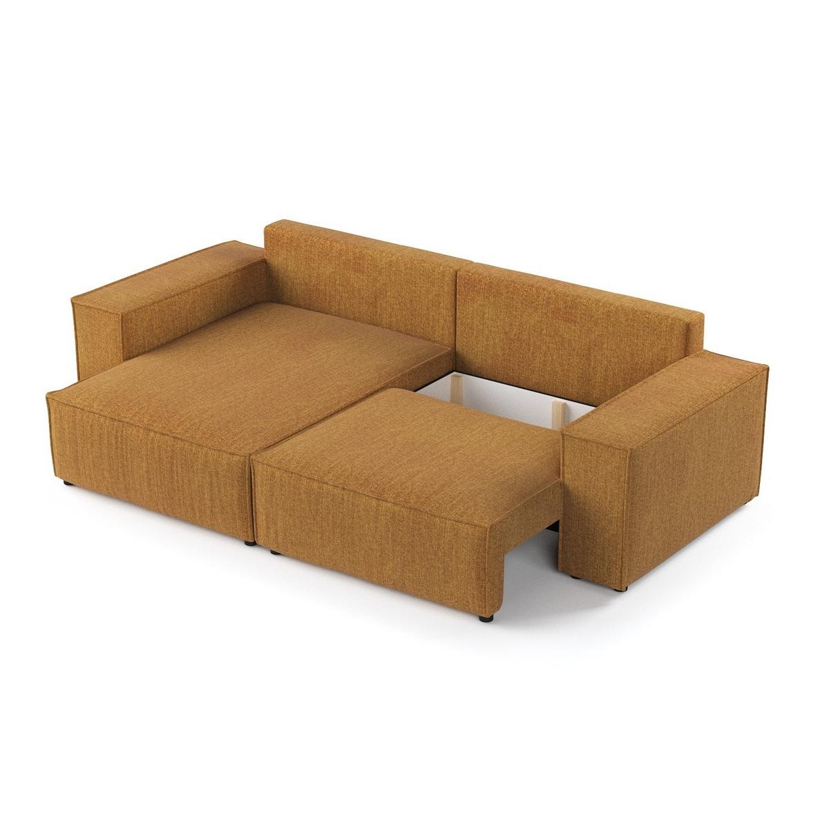 ECKSOFA CAVO mit Schlaffunktion Honiggelb im City Stoff - Schwarz/Honig, Holz/Holzwerkstoff (255/148cm) - AltaBeds