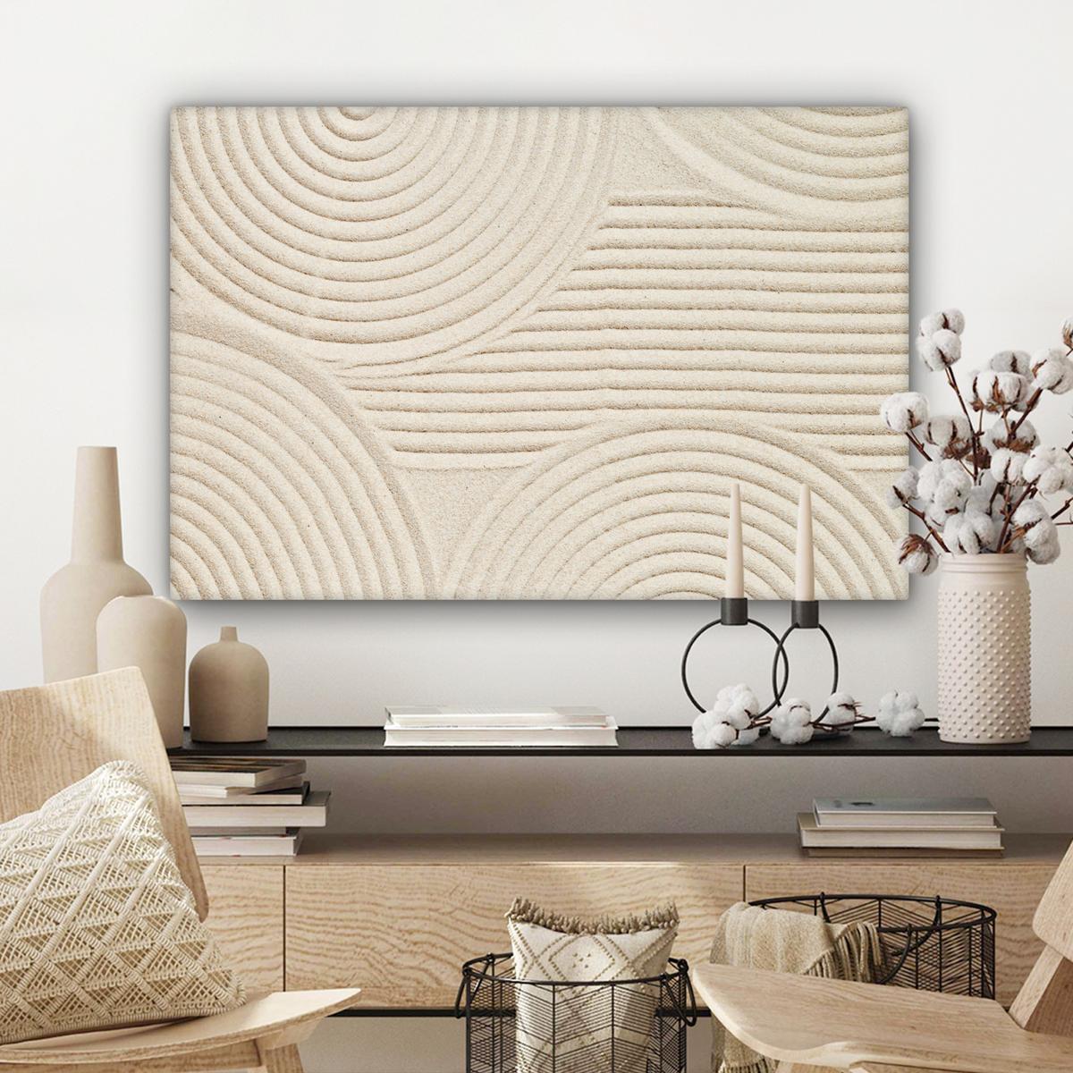 LEINWANDBILD Muster - Abstrakt - Weiß Gemälde 60x40 cm - Beige, Textil (60/40cm) - MuchoWow