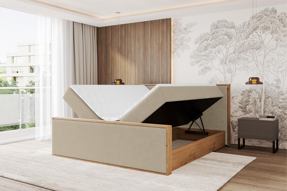 BOXBETT LOLLI9 -Z 120x200 - H3 Creme - Champagner, Holzwerkstoff (120/200cm) - ALTDECOR