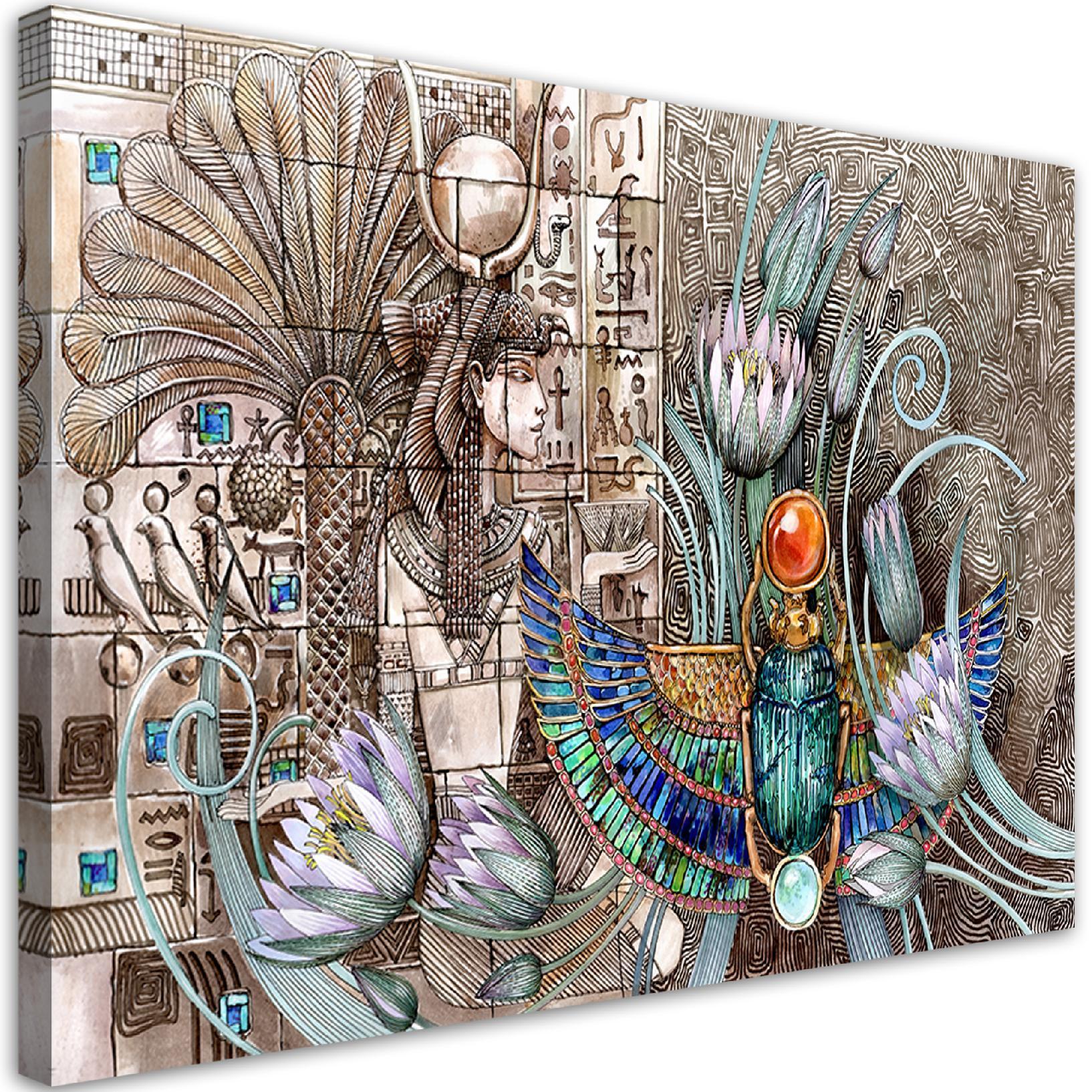 WANDBILD ägyptische hieroglyphen und skarablen - Braun, Textil (60/40cm) - Feeby