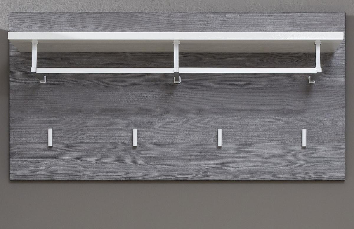 GARDEROBENPANEEL Hochglanz weiß, Sardegna grau, Wandgarderobe 80 x 40 cm - Weiß Hochglanz/Grau, Holzwerkstoff (80/40/28cm) - Top.Furn