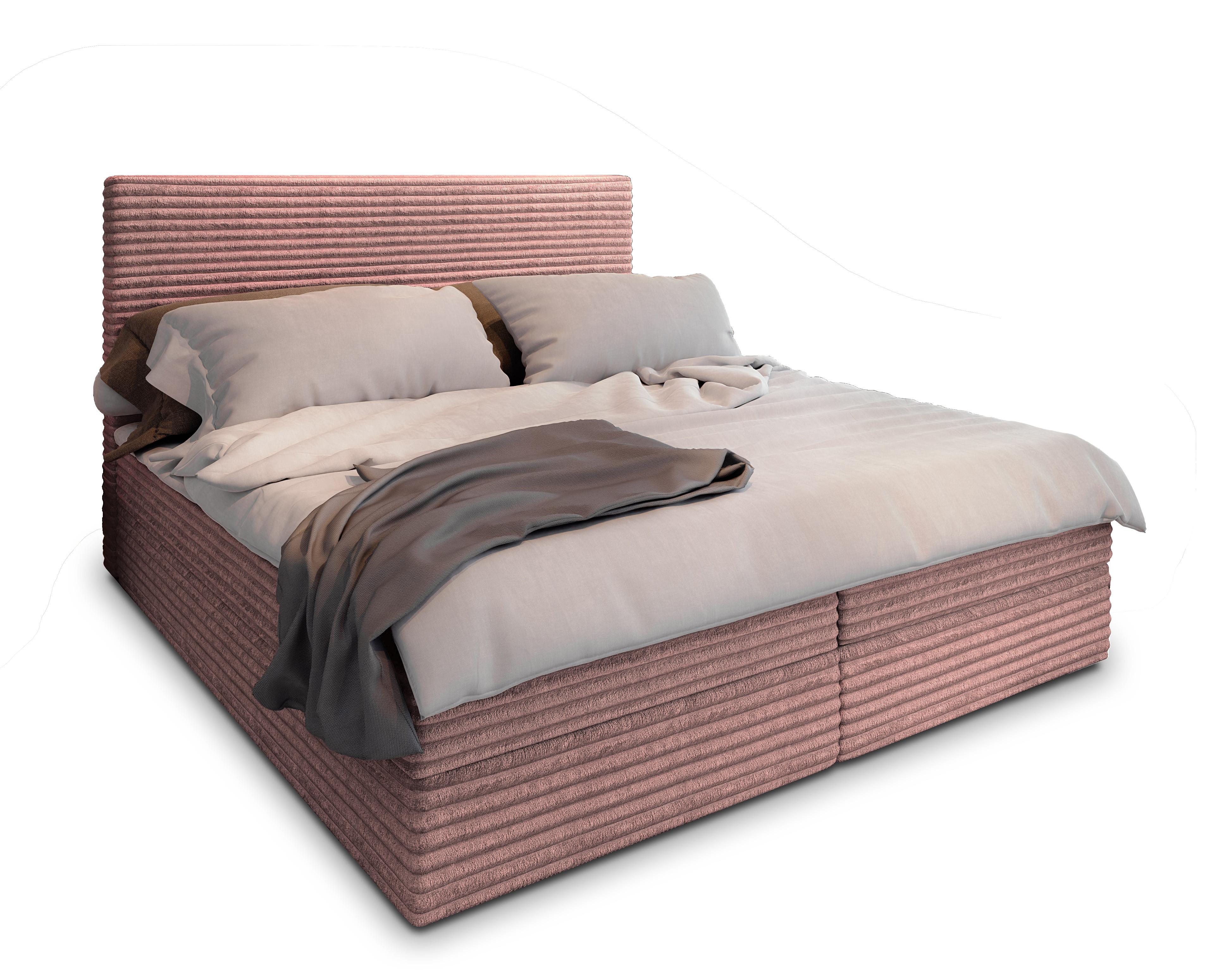 BOXBETT PISA 140x200 cm mit Matratze und Topper - Rosa - Rosa, Holz (140/200cm) - MASSENO
