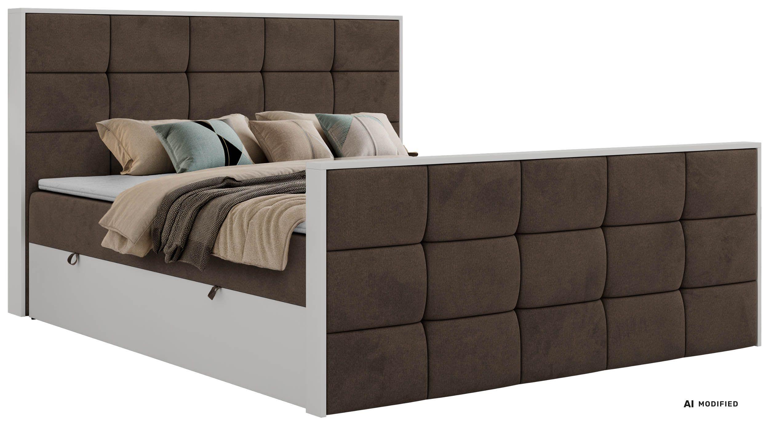 BOXBETT ALVIT DUO 180/200 - Braun Velvet - Topper Visco - H3 - Schwarz/Braun, Kunststoff/Textil (180/200cm) - MKS