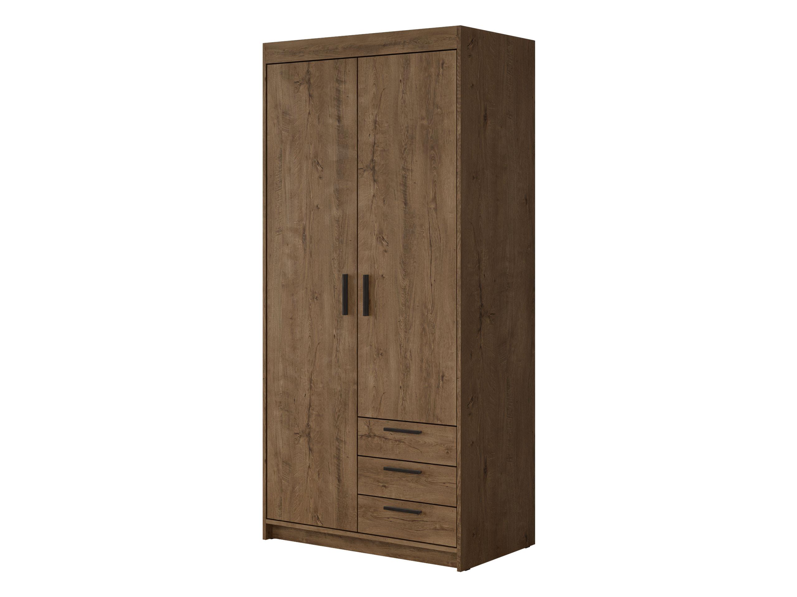KLEIDERSCHRANK Elena 2D3S - Eichefarben/Schwarz, Holzwerkstoff/Kunststoff (90/191/53cm) - MIRJAN24