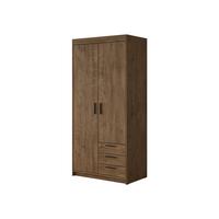 KLEIDERSCHRANK Elena 2D3S - Eichefarben/Schwarz, Holzwerkstoff/Kunststoff (90/191/53cm) - MIRJAN24