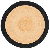 NATURFASER TEPPICH JUTE SALSA BORDÜRE RUND - Beige/Schwarz, Textil (200/200cm) - Pergamon