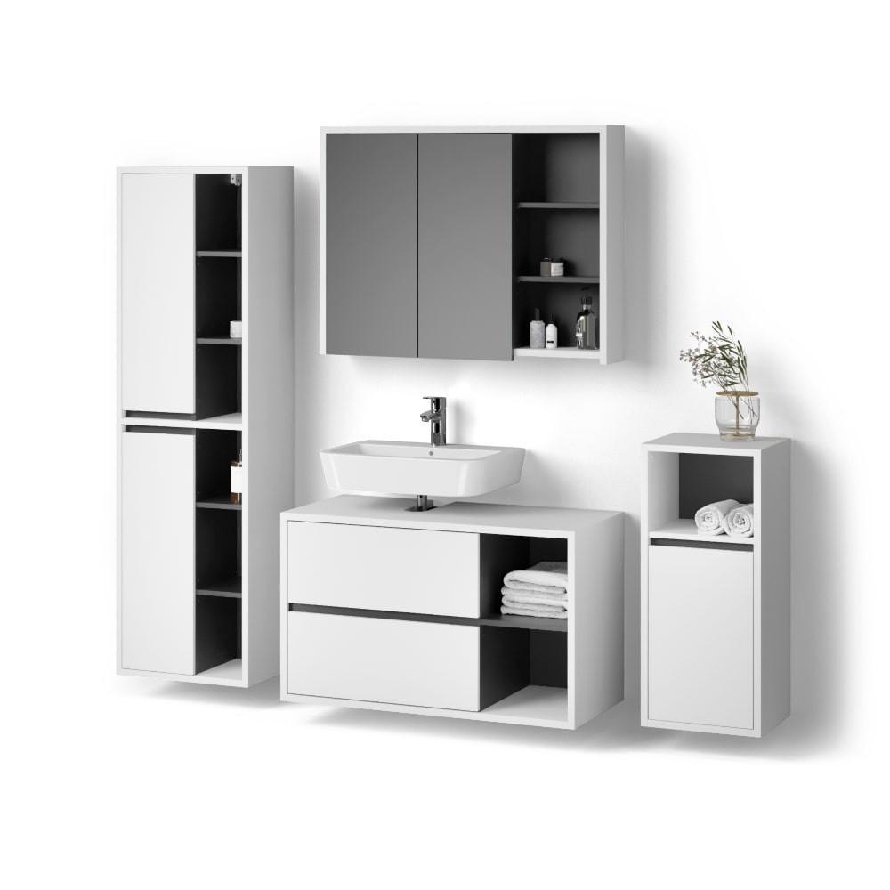 BADMÖBEL-SET Vomano Weiß 4 Teile - Weiß, Holzwerkstoff (45/100/60cm) - Livinity®