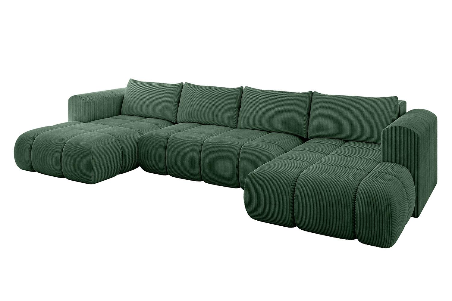 WOHNLANDSCHAFT CLOUD-U 405x185x90 Grün Cord - Grün, Holzwerkstoff/Kunststoff (405/90/185cm) - ALTDECOR