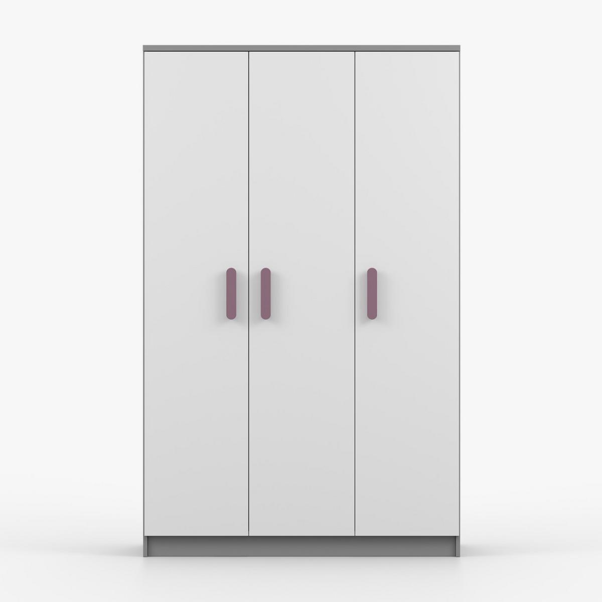 KLEIDERSCHRANK Jonas II 2D 19, 120/192/50, 3-türig, grau - Violett/Grau, Holzwerkstoff (120/194/50cm) - imoebel24