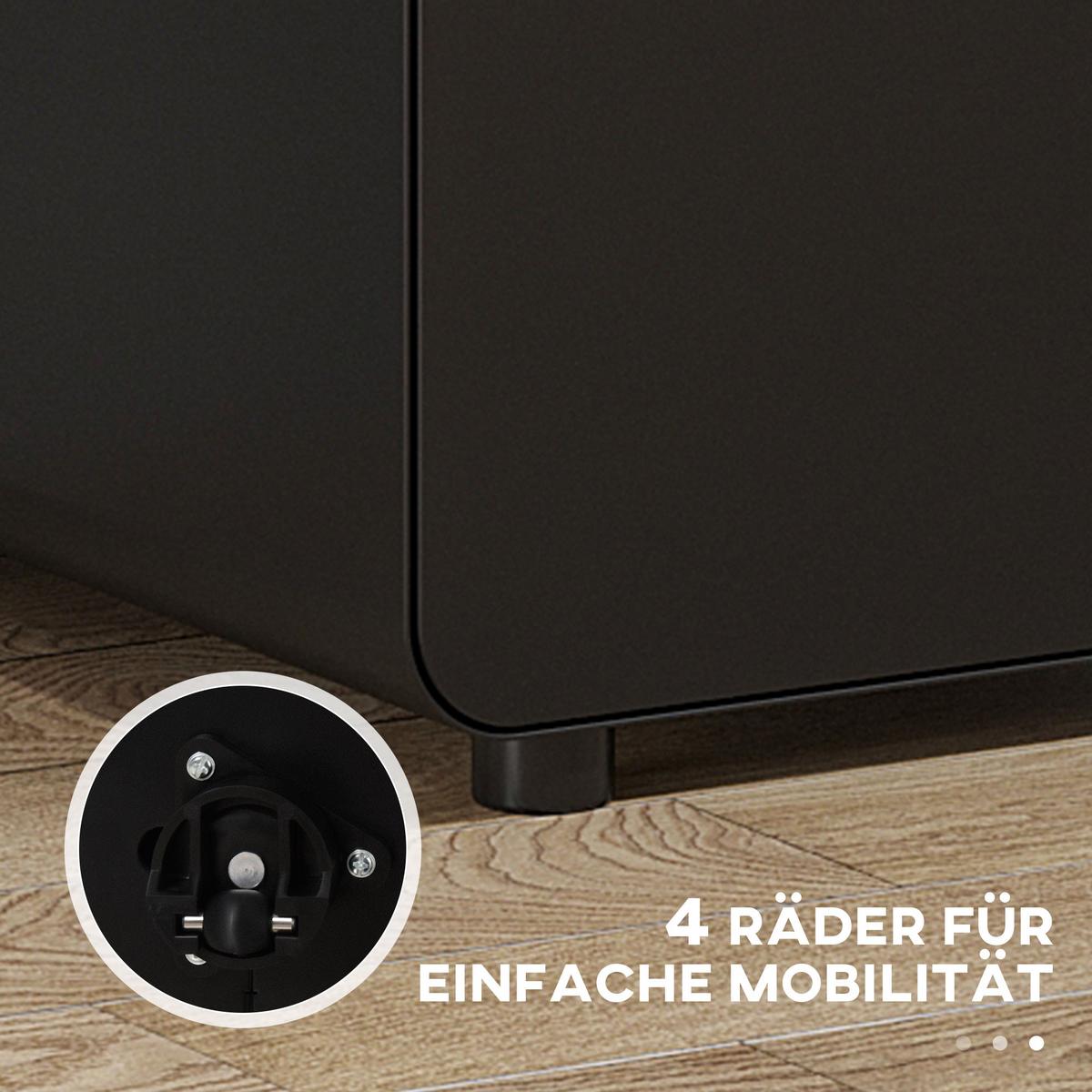 ROLLCONTAINER Aktenschrank mit 3 Schubladen Bürocontainer Stahl Schwarz - Schwarz, Metall (48/59/39cm) - Vinsetto