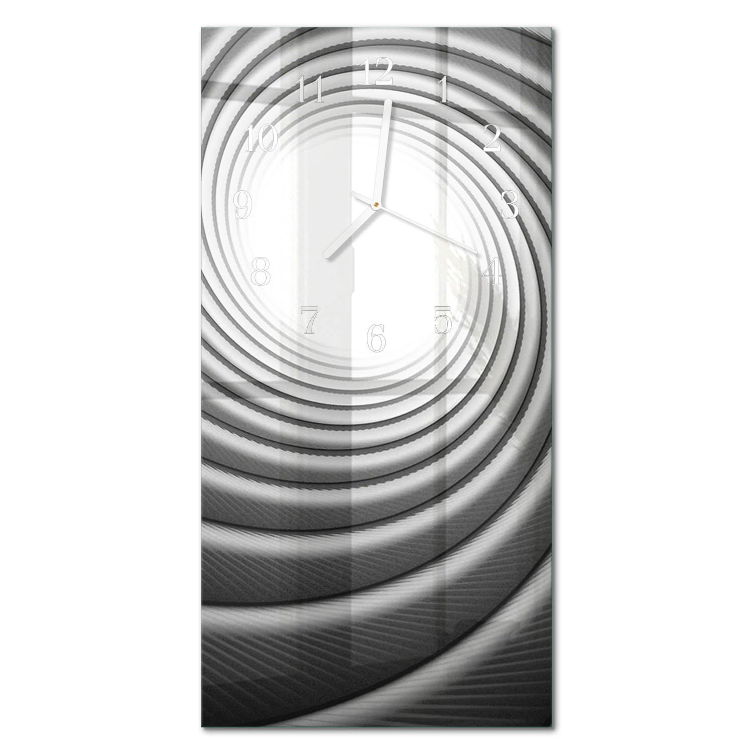 WANDUHR aus Glas 30x60 cm - Wirbel - Schwarz, Glas (30/60/0.4cm) - TULUP