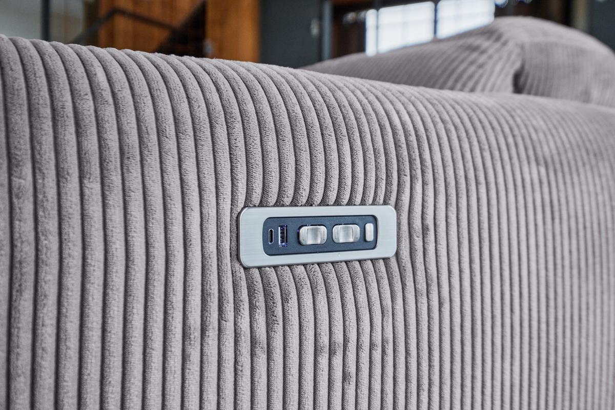 SOFA FINN Grau Cord - Schwarz/Grau, Kunststoff/Textil (210/80/107cm) - KAWOLA