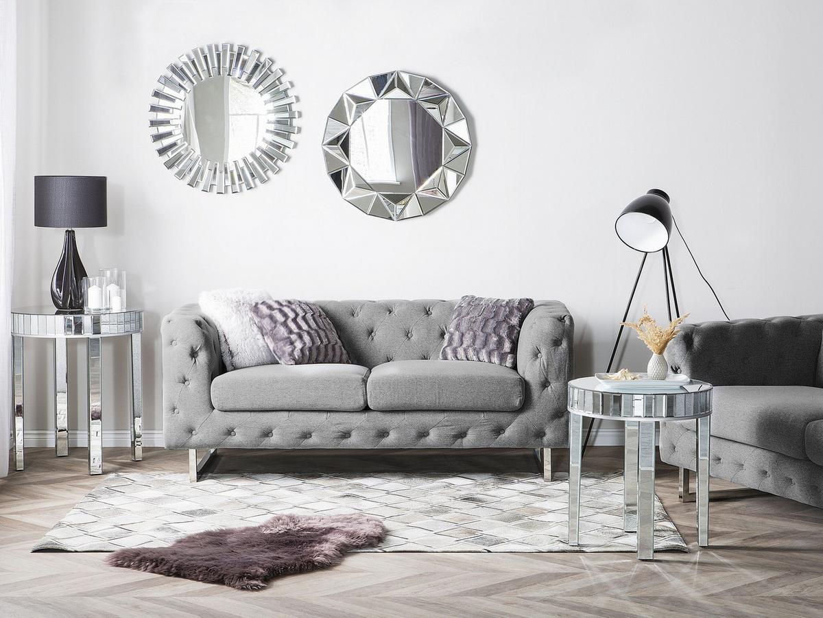 2-SITZER-SOFA Polyester Grau Vissland - Hellgrau, Textil (172/71/87cm) - Beliani