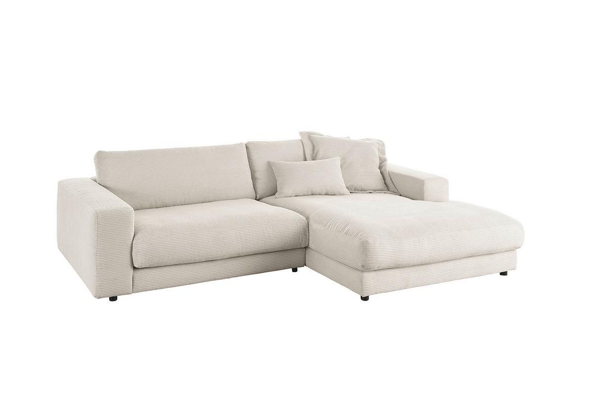 ECKSOFA MADELINE Hellgrau Cord - Hellgrau/Schwarz, Kunststoff/Textil (270/190cm) - KAWOLA