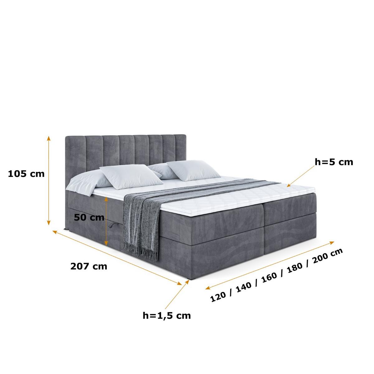 BOXBETT mit Matratze H4 und Lattenrost - OTTA - 180x200 cm - H4 - Dunkelgrau - Dunkelgrau, Holzwerkstoff (180/200cm) - ALTDECOR