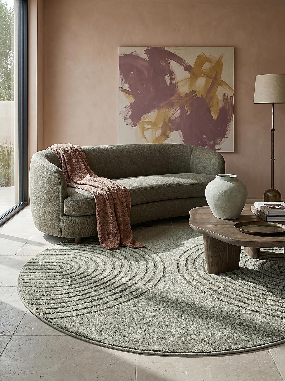 RUNDTEPPICH Geometrisch MUOTA Polypropylen Grün 120 x 120 cm - Grün, Textil (120/120cm) - KADIMA DESIGN