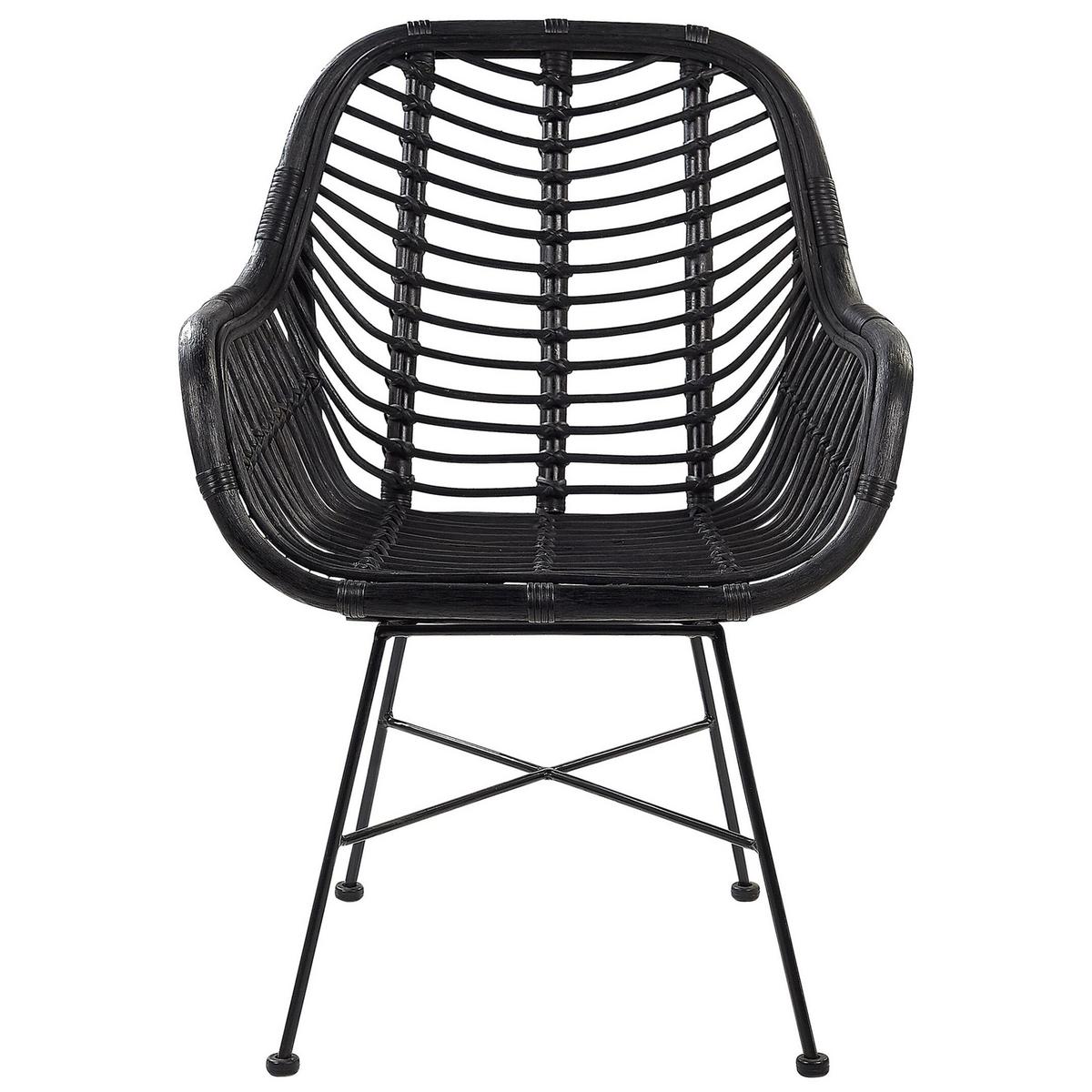 RATTANSTUHL Rattan Schwarz Canora - Schwarz, Naturmaterialien/Metall (64/89/51cm) - Beliani