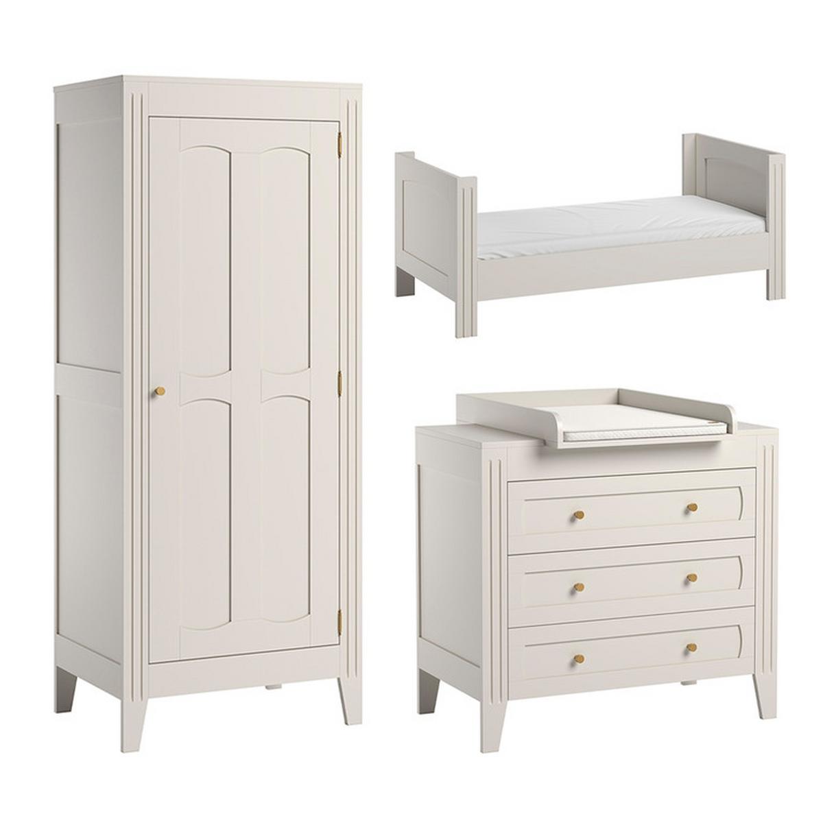BABYZIMMER 3-teilig Weiß - Weiß, Holzwerkstoff (144/80/75cm) - Petits-meubles