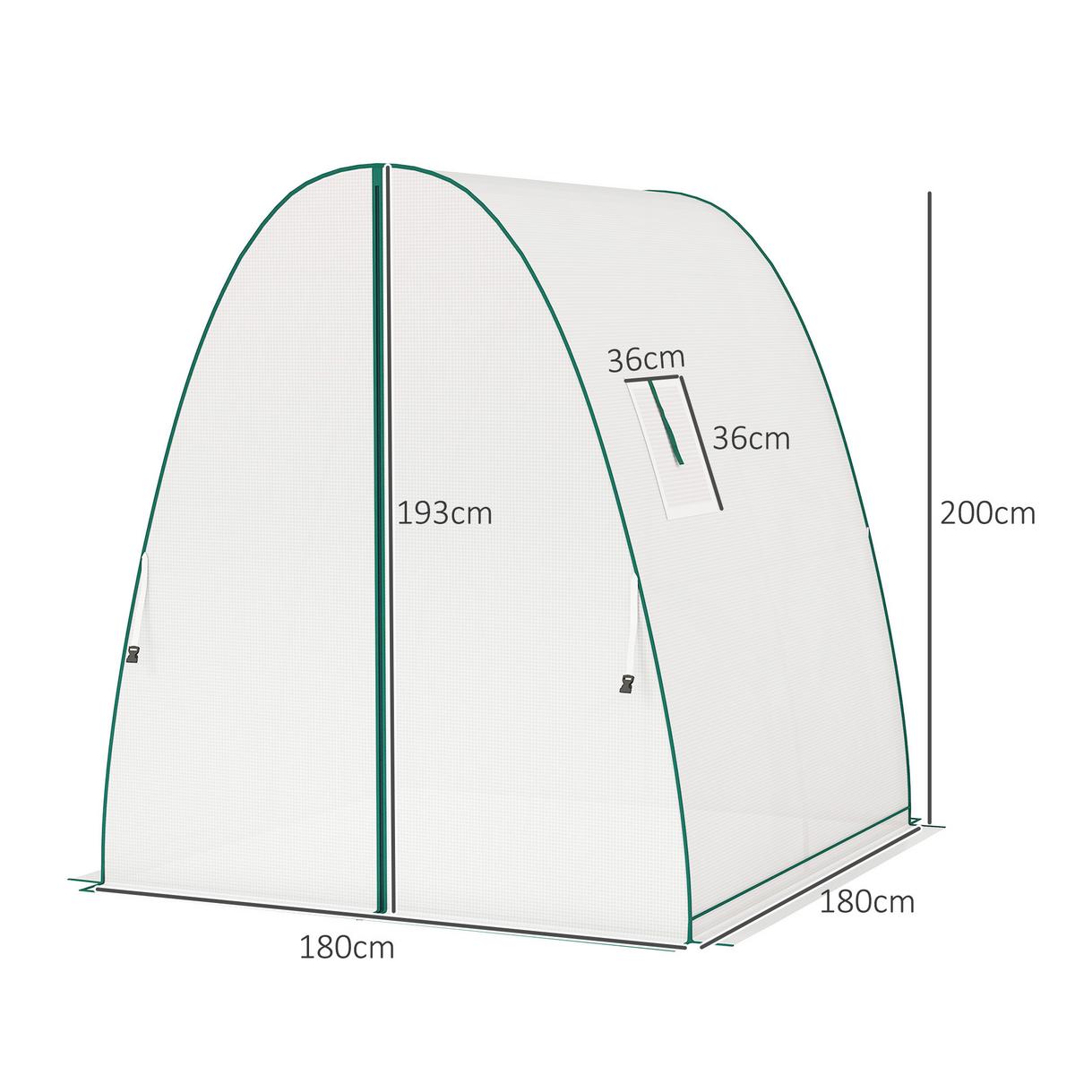 GEWÄCHSHAUS, 180L x 180B x 200H cm - Weiß, Kunststoff (180/200/180cm) - Outsunny