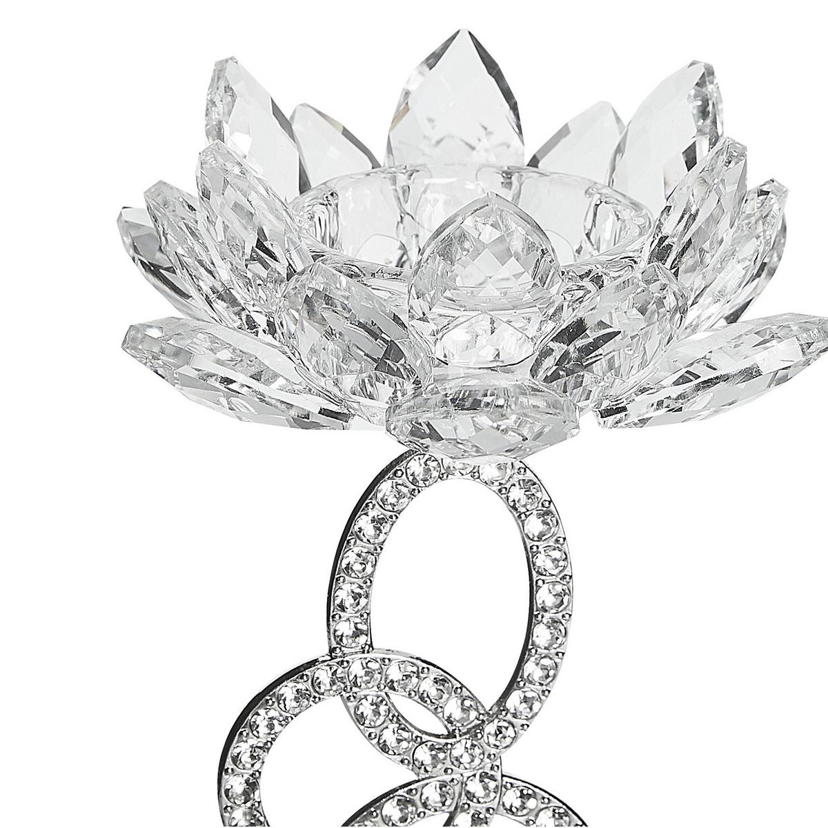 KERZENSTÄNDER Silber Oviedo - Silberfarben, Glas (11/27/11cm) - Beliani