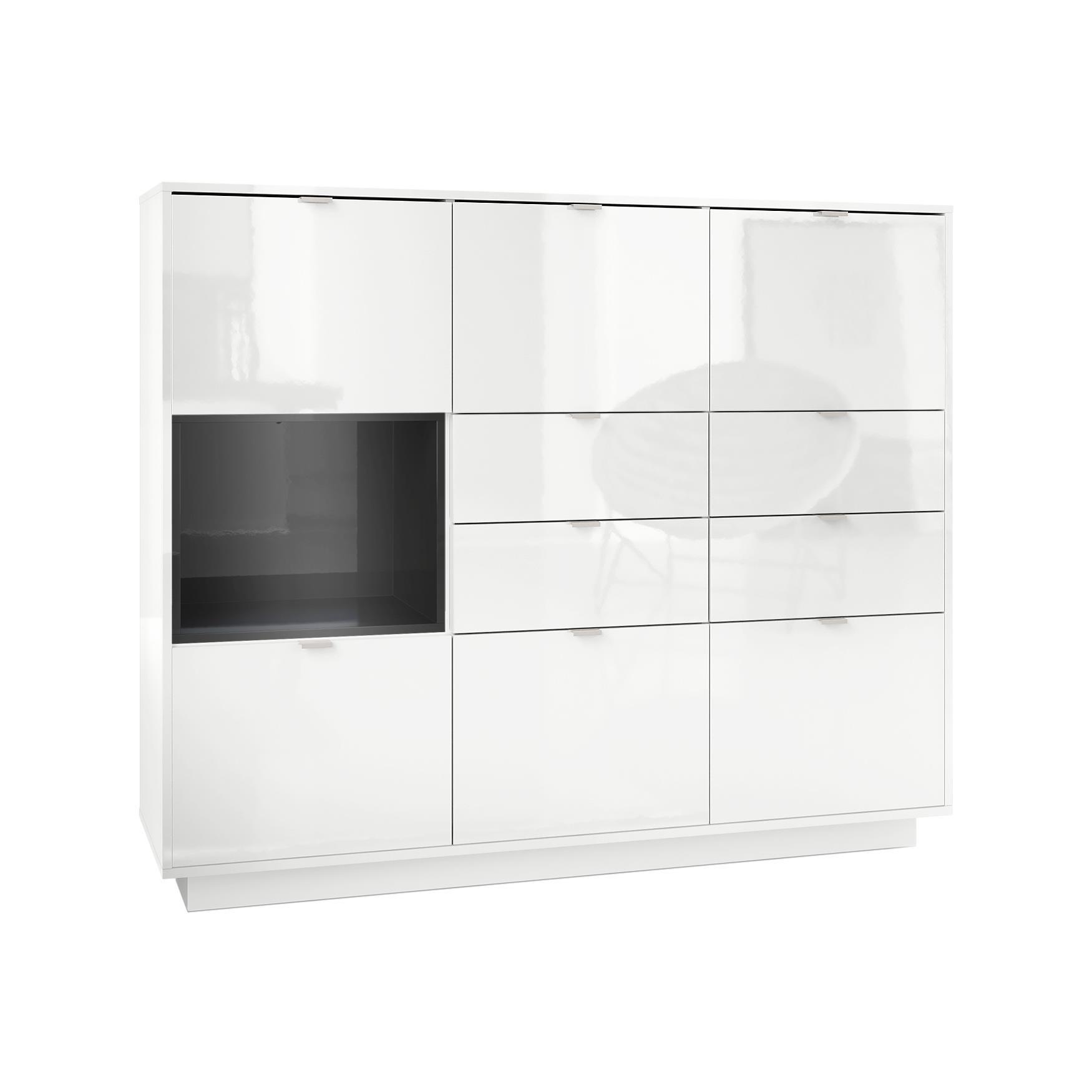 HIGHBOARD Metro Einsatz in Schwarz Hochglanz - Schwarz Hochglanz, Holzwerkstoff (153/123/37cm) - Vladon