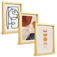 BILDER SET 3er Set - 20x30 cm Goldrahmen - Abstrakte Farbdekorationen - Goldfarben, Kunststoff (20/30cm) - TULUP