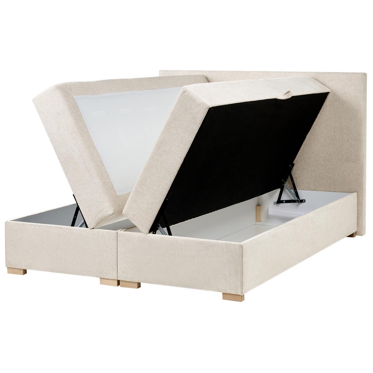 BOXSPRINGBETT mit Stauraum 140/200 cm Stoff Hellbeige Major - Beige, Textil (140/200cm) - Beliani