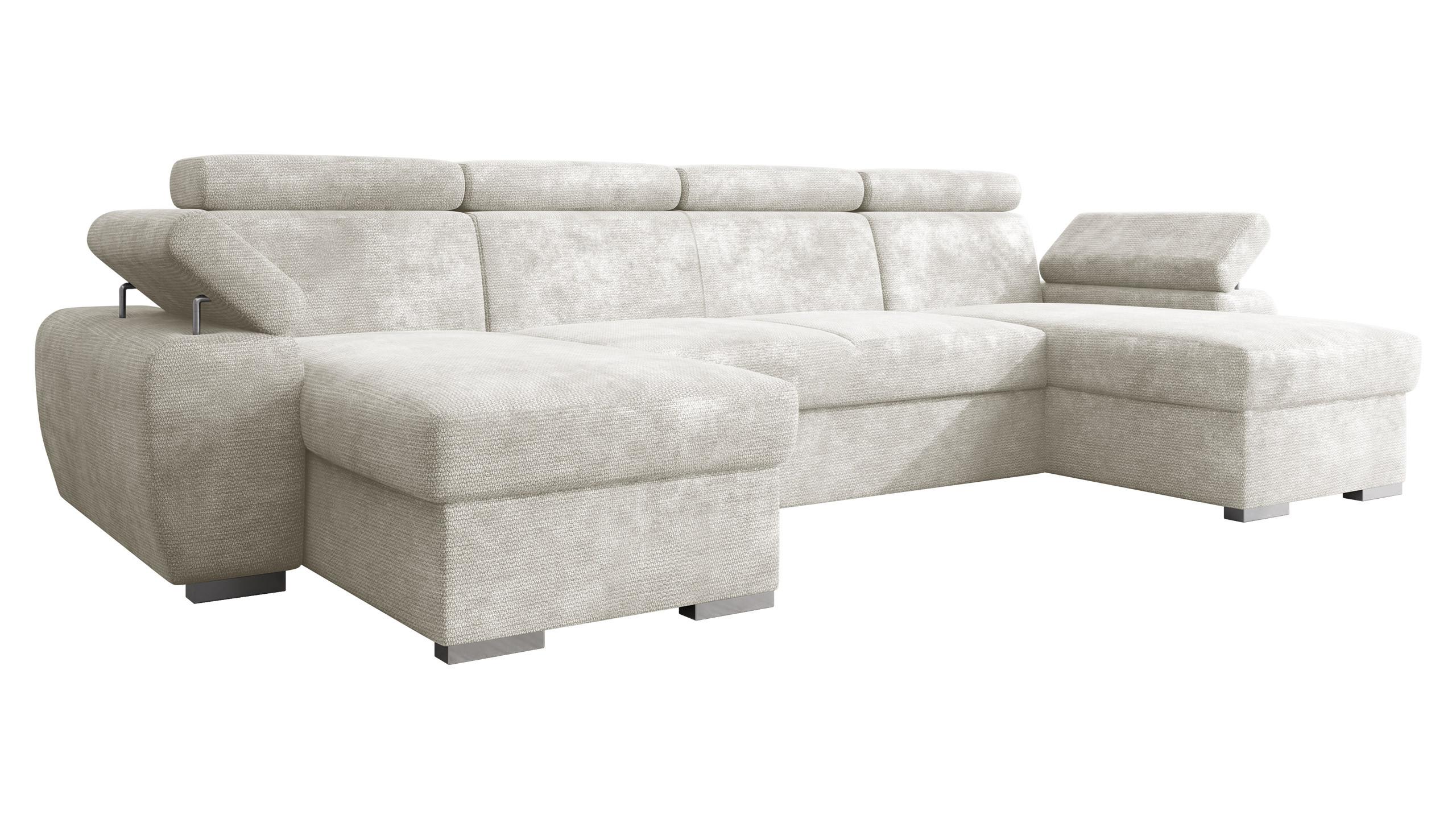 WOHNLANDSCHAFT Plaza U - Silberfarben/Creme, Holz/Kunststoff (323/85/170cm) - MIRJAN24