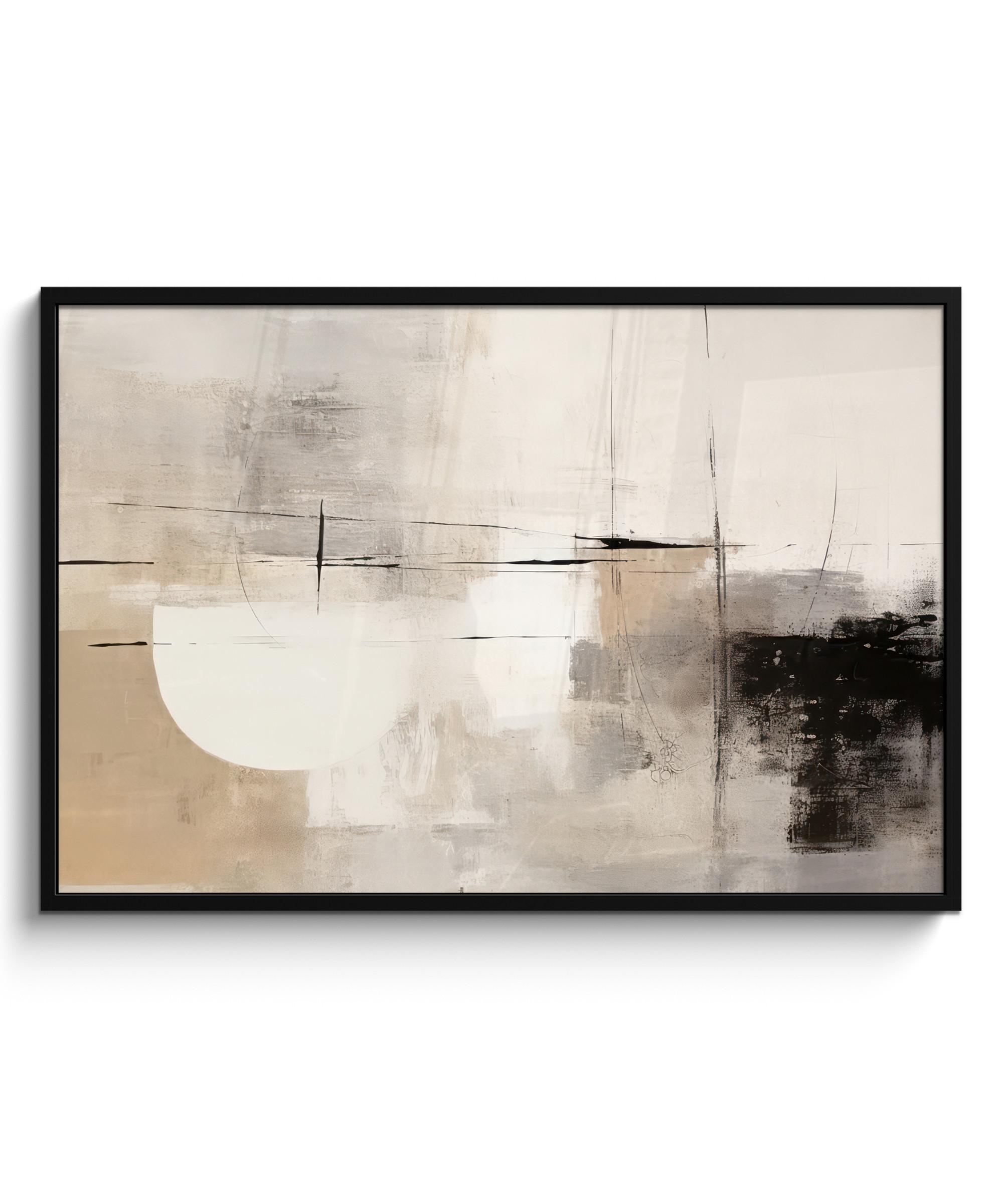 POSTER MIT RAHMEN Abstrakt - Kunst - Grau 120x80 cm - Hellgrau, Papier (120/80cm) - MuchoWow