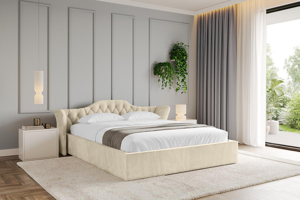 POLSTERBETT mit Bettkasten und Lattenrost, Boxbett ohne Matratze - ZORAN-V1 120x200 Beige - Ecru, Holzwerkstoff/Textil (120/200cm) - ALTDECOR