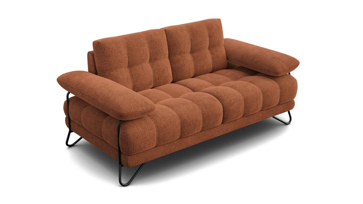 SOFA BUBBARA 2-Sitzer, rostrot - Schwarz/Orange, Holz/Textil (185/87/96cm) - Wozimo