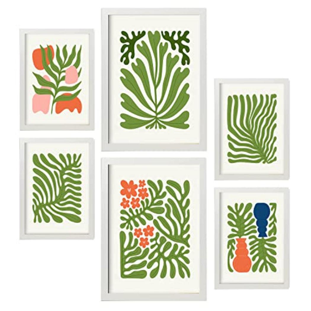 POSTER Set Mit 6 Minimalistischen In Leuchtenden Farben Staude Drucke Von Landschaften Und Natur Für Innenarchitektur A3 & A4 Weißer Rahmen - Weiß, Papier (29/3cm) - Nacnic