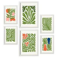 POSTER Set Mit 6 Minimalistischen In Leuchtenden Farben Staude Drucke Von Landschaften Und Natur Für Innenarchitektur A3 & A4 Weißer Rahmen - Weiß, Papier (29/3cm) - Nacnic