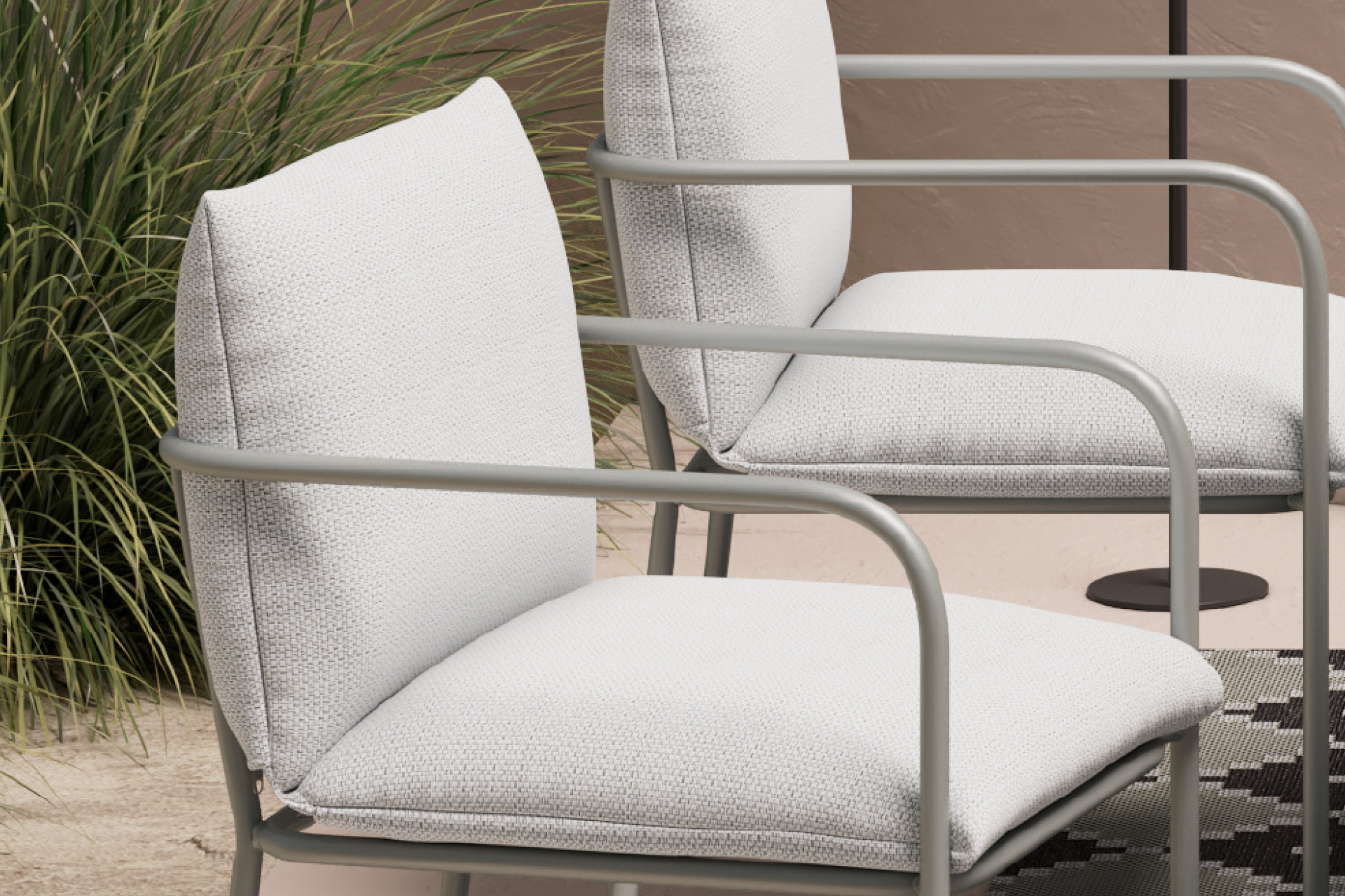 Gartentischgruppe Kissen Webstoff Creme Bezüge abnehmbar und waschbar imprägniert 