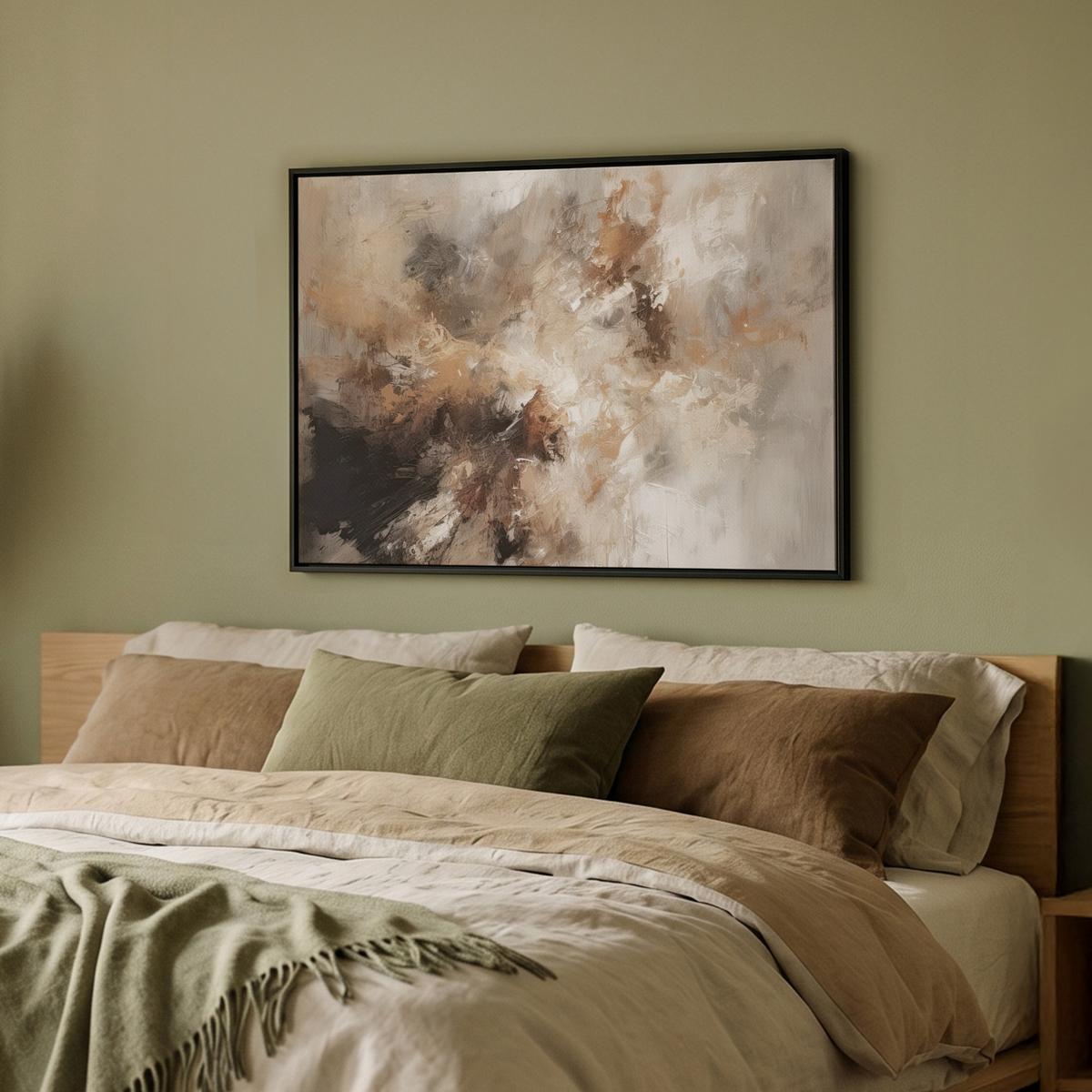 LEINWAND Bilder mit Rahmen - Farbe - Abstrakt - Beige - Kunst - 80x60 - Greige, Textil (80/60cm) - MuchoWow