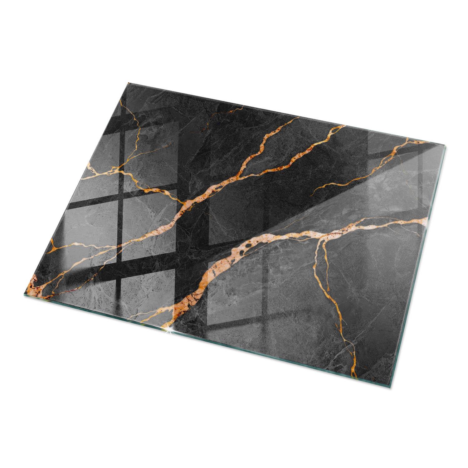TISCHPLATTE 120x80 cm Marmormuster mit Adern - Rotbraun/Schwarz, Glas (0.4/120/80cm) - TULUP
