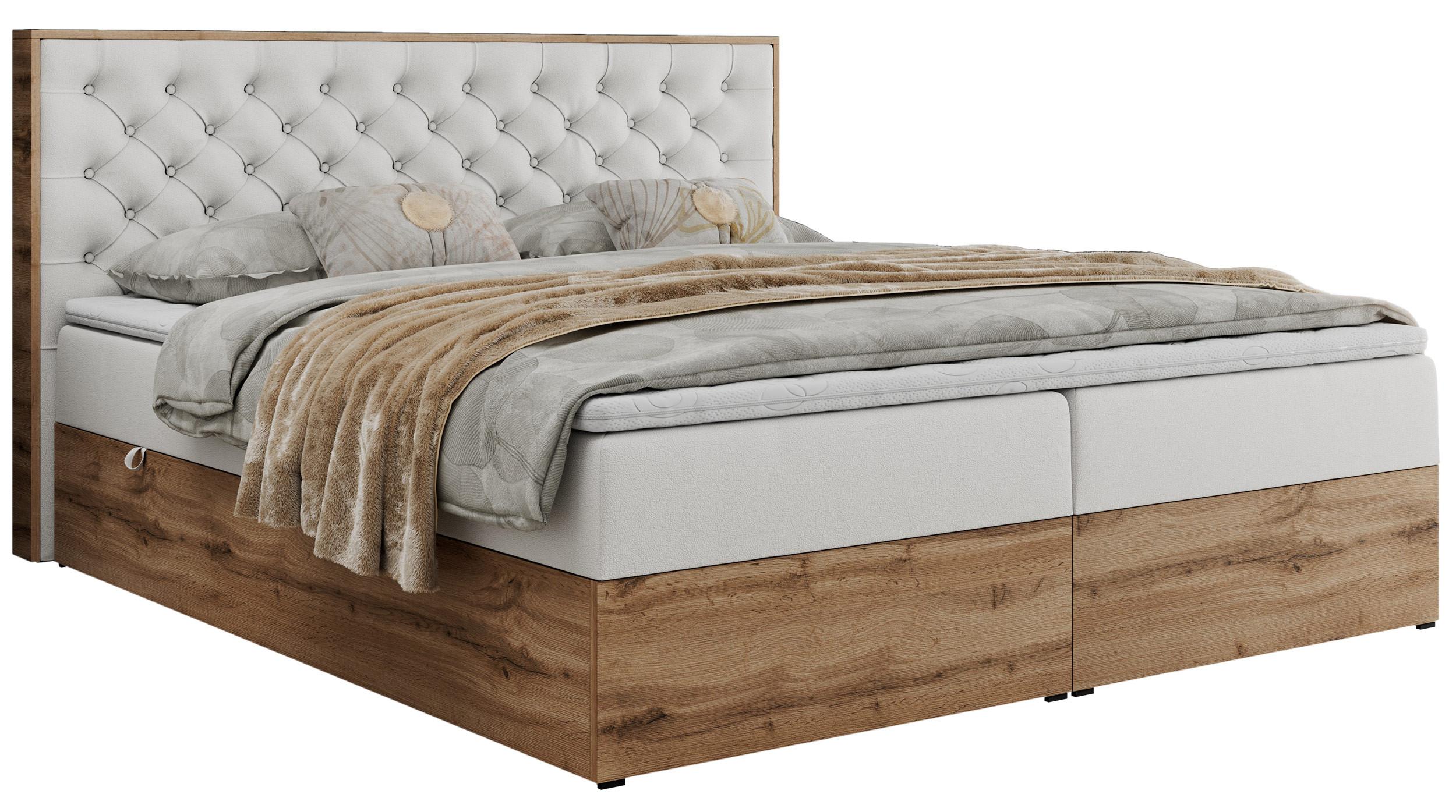 BOXBETT ALBERO 3 - 160/200 Weiß Kunstleder - H3 - Weiß, Holz/Textil (160/200cm) - MKS
