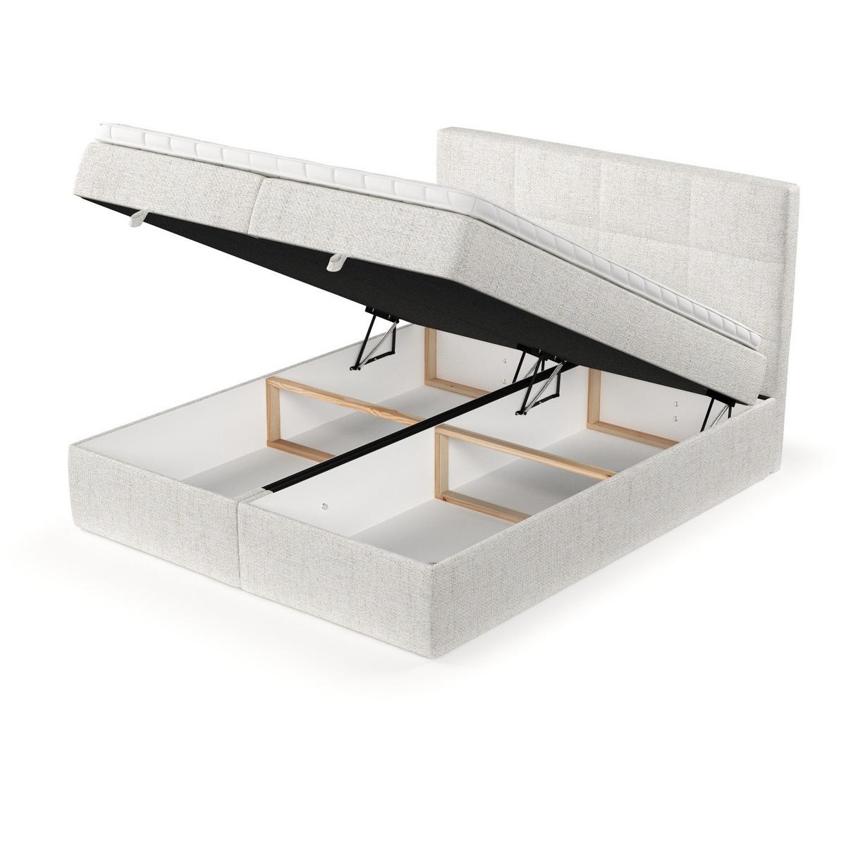 BOXBETT Velto 180/200 cm Creme im Neve Stoff - Creme/Schwarz, Holz/Holzwerkstoff (180/200cm) - AltaBeds
