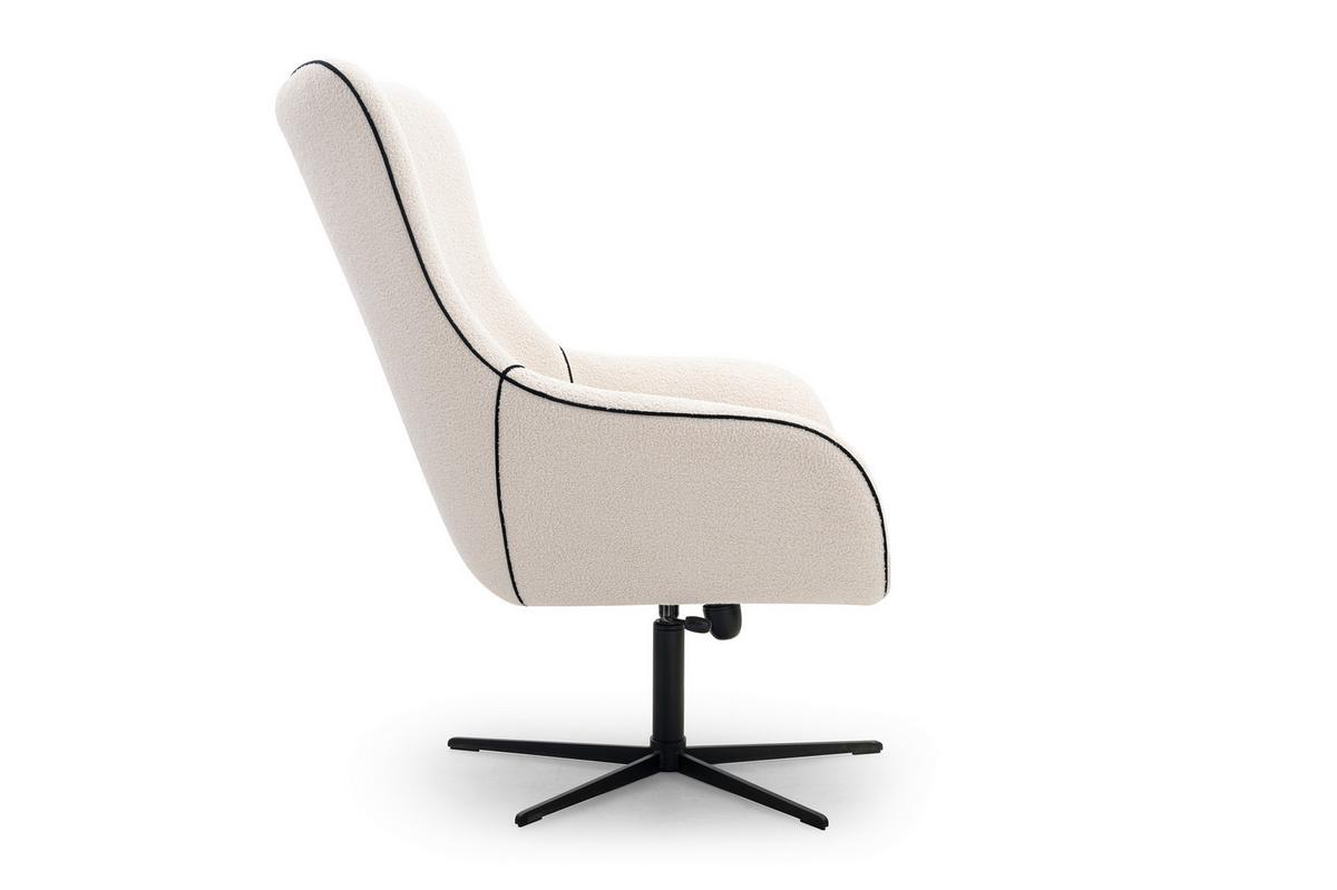 SESSEL SOGNO, Modern Polstersessel Loungesessel, Bucle-Stoff Weiß - Weiß, Holz/Metall (88/110/106cm) - MASSENO