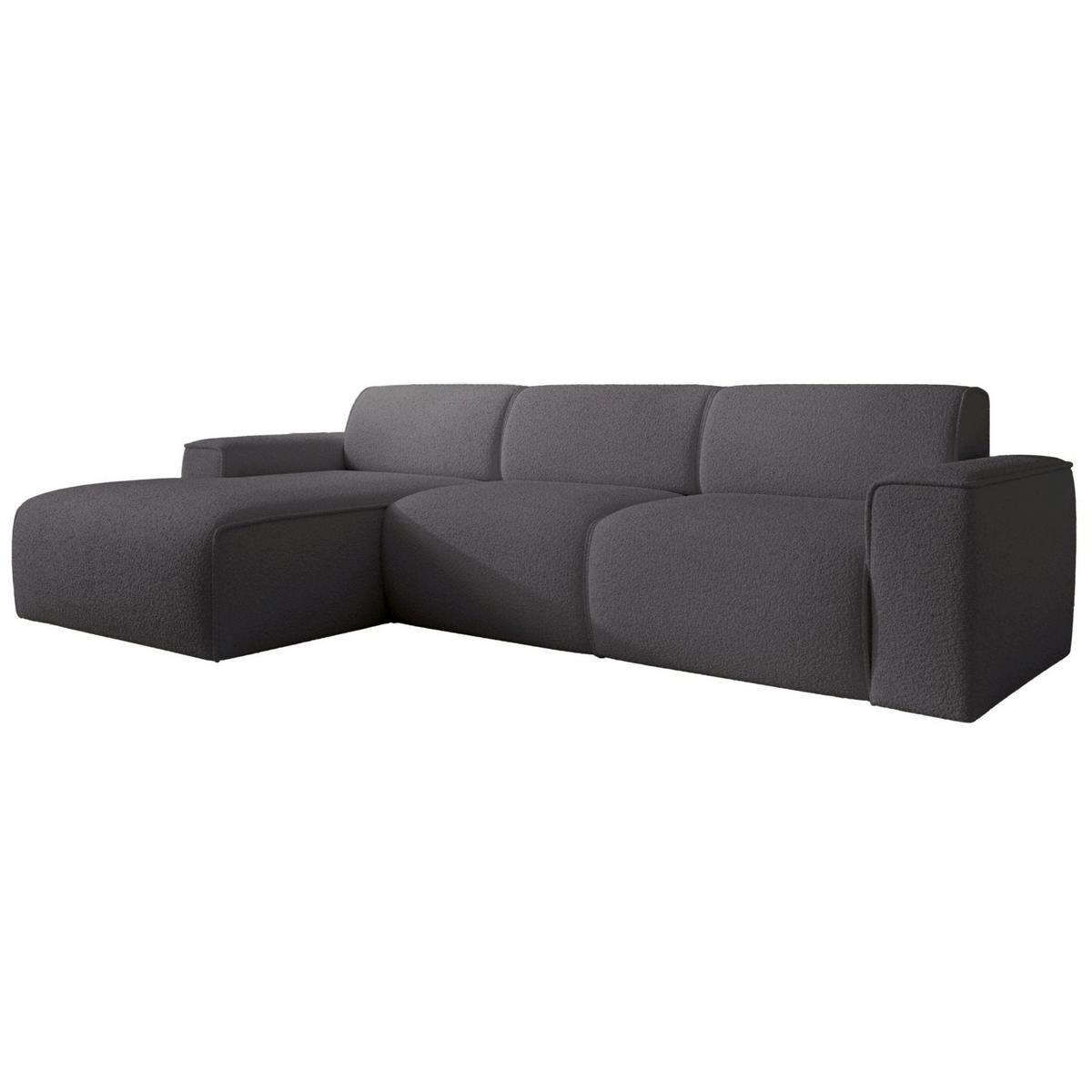 ECKSOFA Bouvi Dunkelgrau links - Dunkelgrau/Schwarz, Kunststoff/Textil (310/165cm) - Selsey