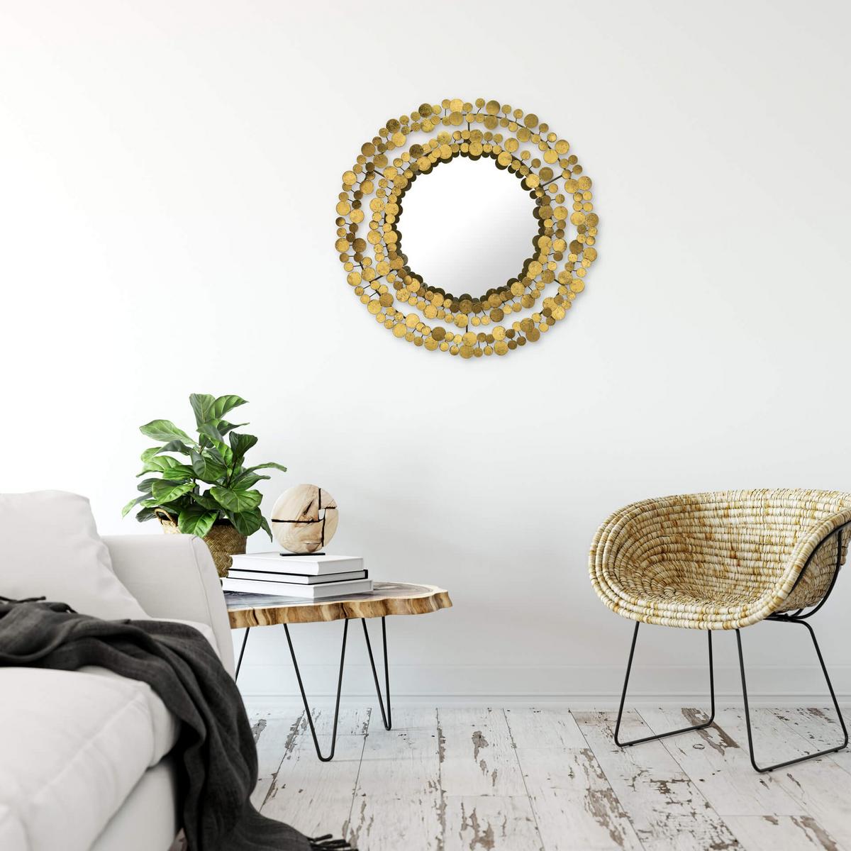 WANDSPIEGEL Gold 68/68 cm - Goldfarben, Metall (7.3/68/6cm) - KUNSTLOFT