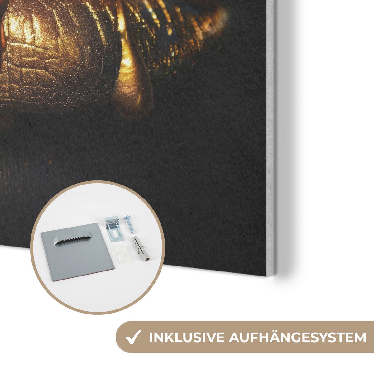 AKUSTIKBILD Frau - Porträt - Lippen - Gold - Schwarz Akustikpaneele 80x80 cm - Schwarz, Kunststoff (80/80/0.9cm) - MuchoWow