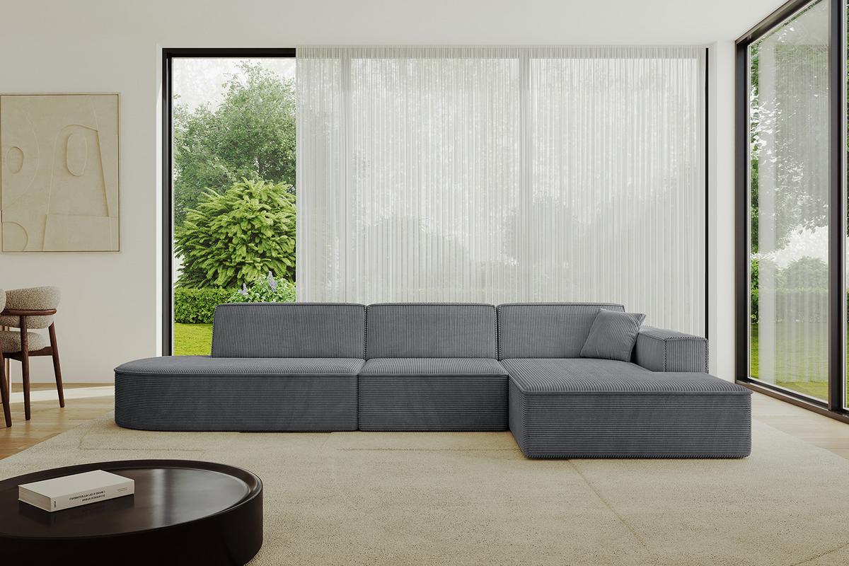 ECKSOFA Ottomane Rechts IREA-L2-v4 - 327x165x77 cm Duneklgrau - Dunkelgrau, Holzwerkstoff/Textil (327/165cm) - ALTDECOR