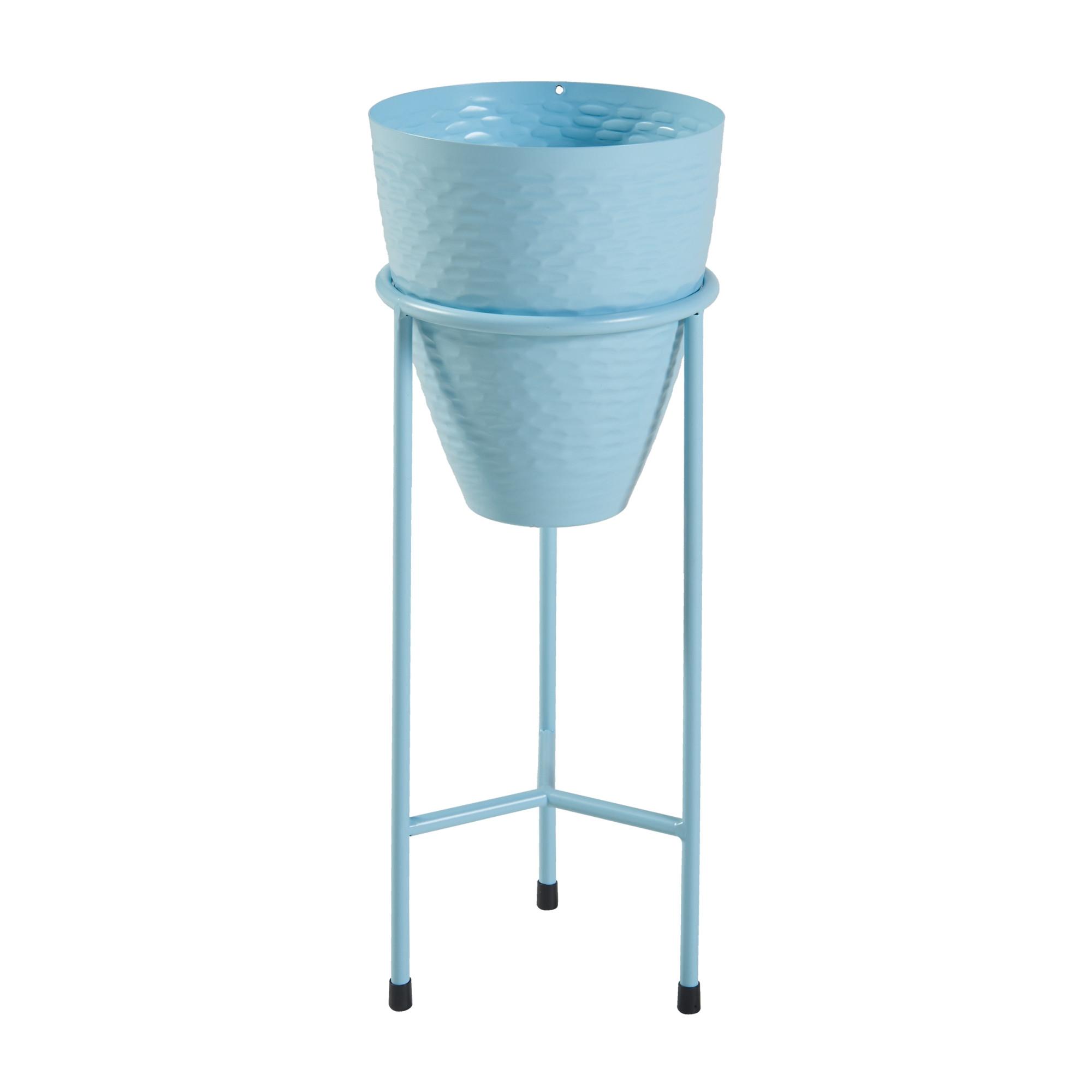 BLUMENSTÄNDER Asten - Hellblau, Metall (16/16/40.5cm) - [en.casa]