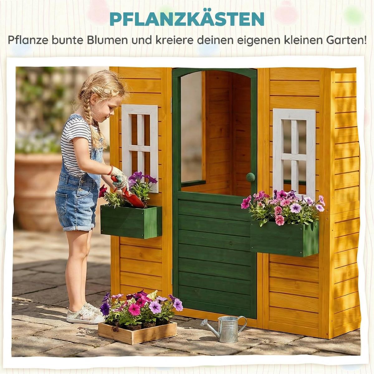 SPIELHAUS Tannenholz Braun - Braun, Holz (97/150/134.5cm) - AIYAPLAY