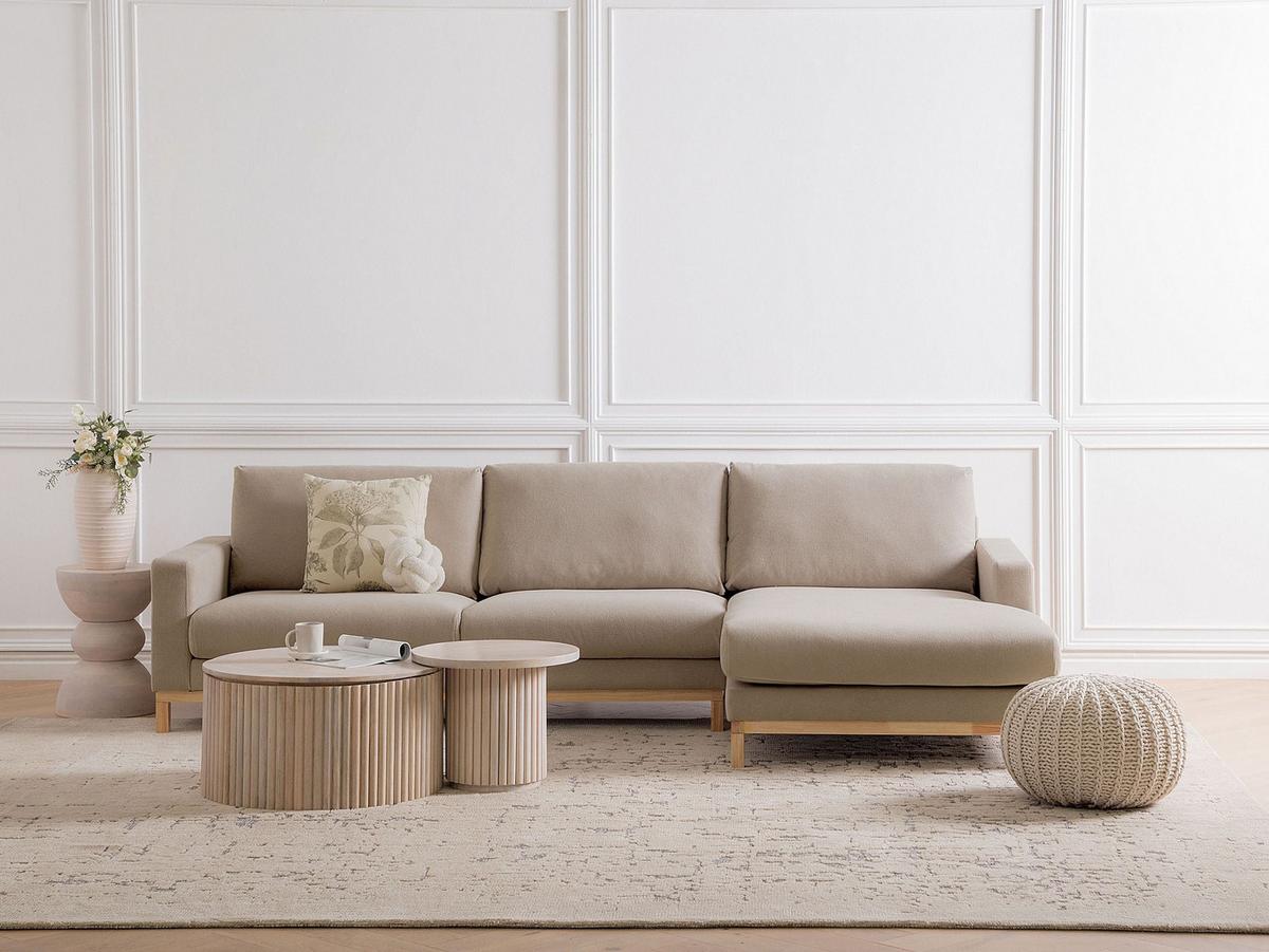 ECKSOFA 4-Sitzer Stoff Taupe linksseitig Siggard - Taupe/Beige, Textil (296/163cm) - Beliani