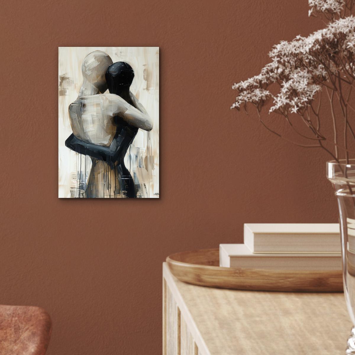 METALLBILD Abstrakt - Liebe - Schwarz und weiß - Modern 20x30 cm - Schwarz, Metall (20/30cm) - MuchoWow